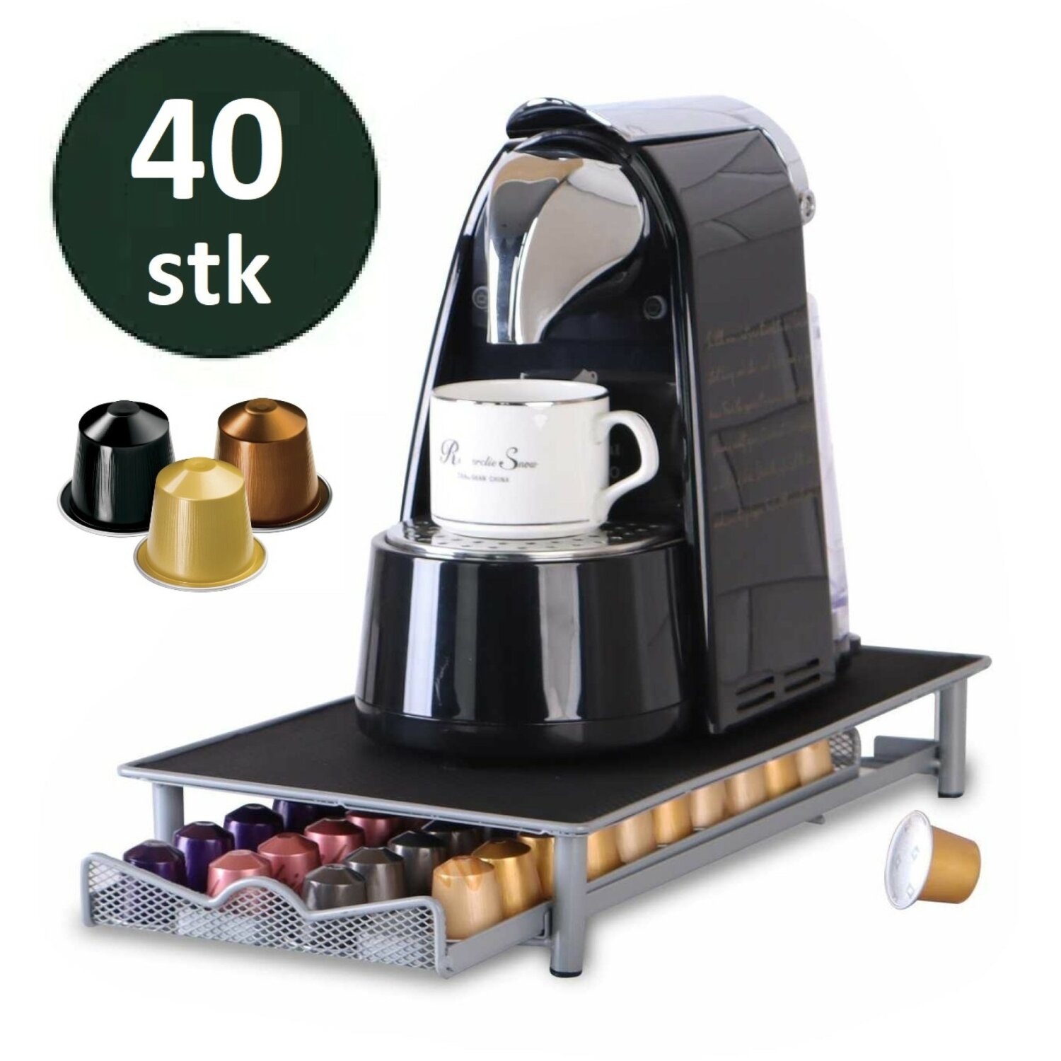 Kaffeekapsel Schublade für 40 Kapseln kompatibel mit Nespresso