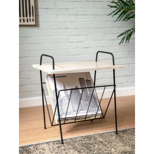 Crosley Mesa Retro Industrial com Suporte para Discos de Vinil