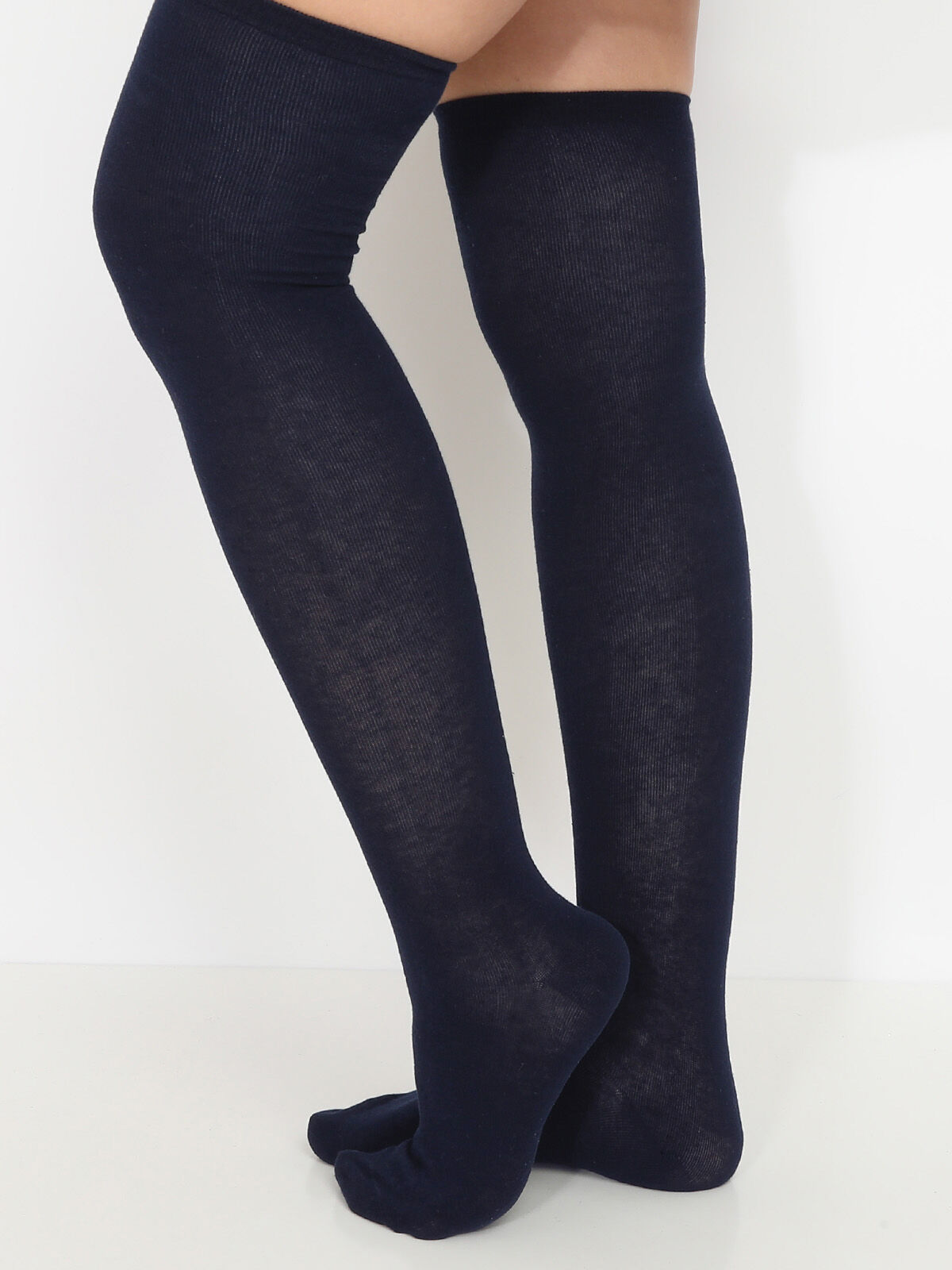 Chaussettes hautes en fine maille- Bleu marine