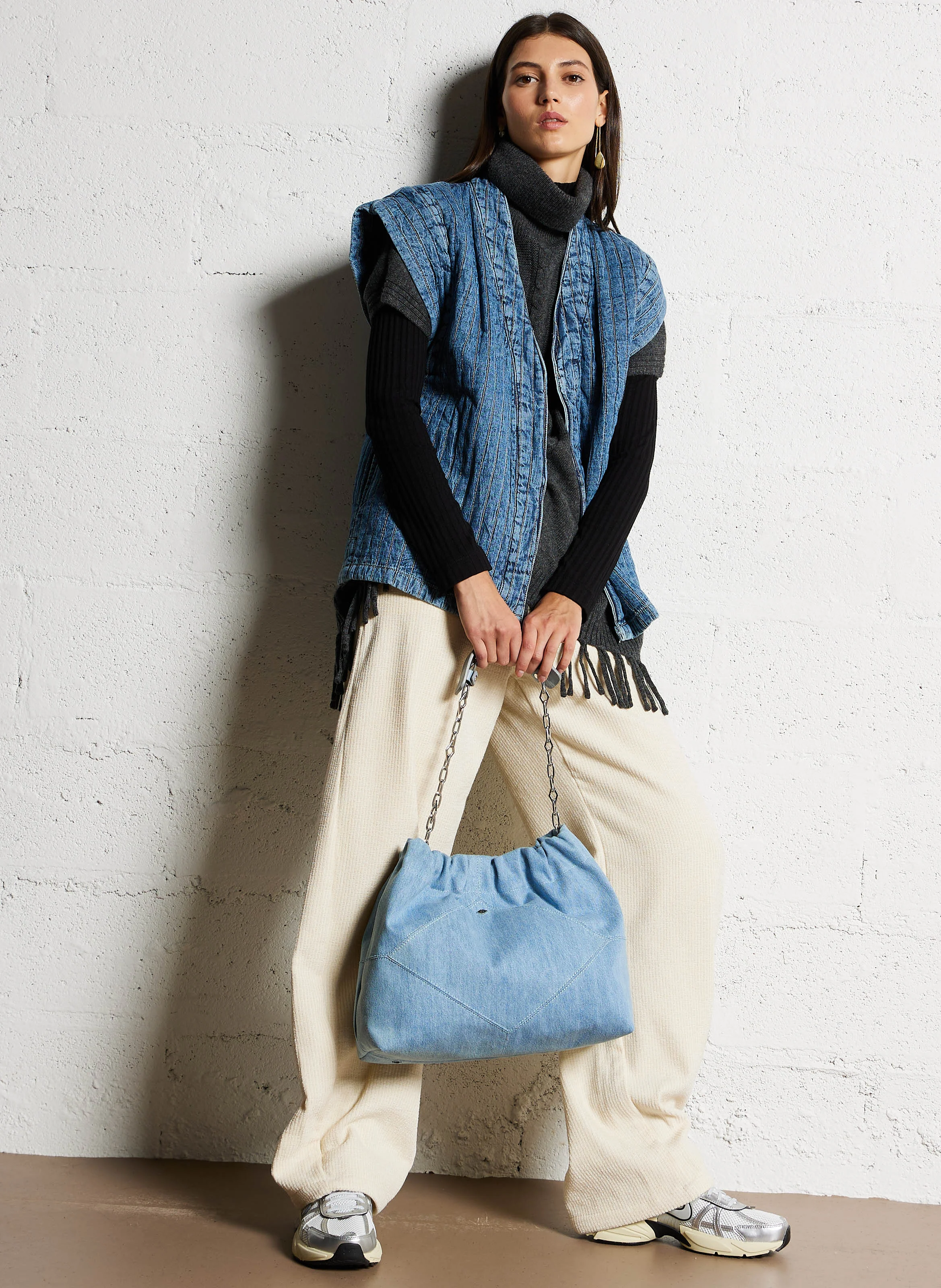 JUNE - Sac porté épaule en coton | Bleu