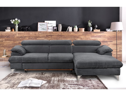 CONCEPT1 - Canapé lit David 3 places angle convertible gris 140 cm