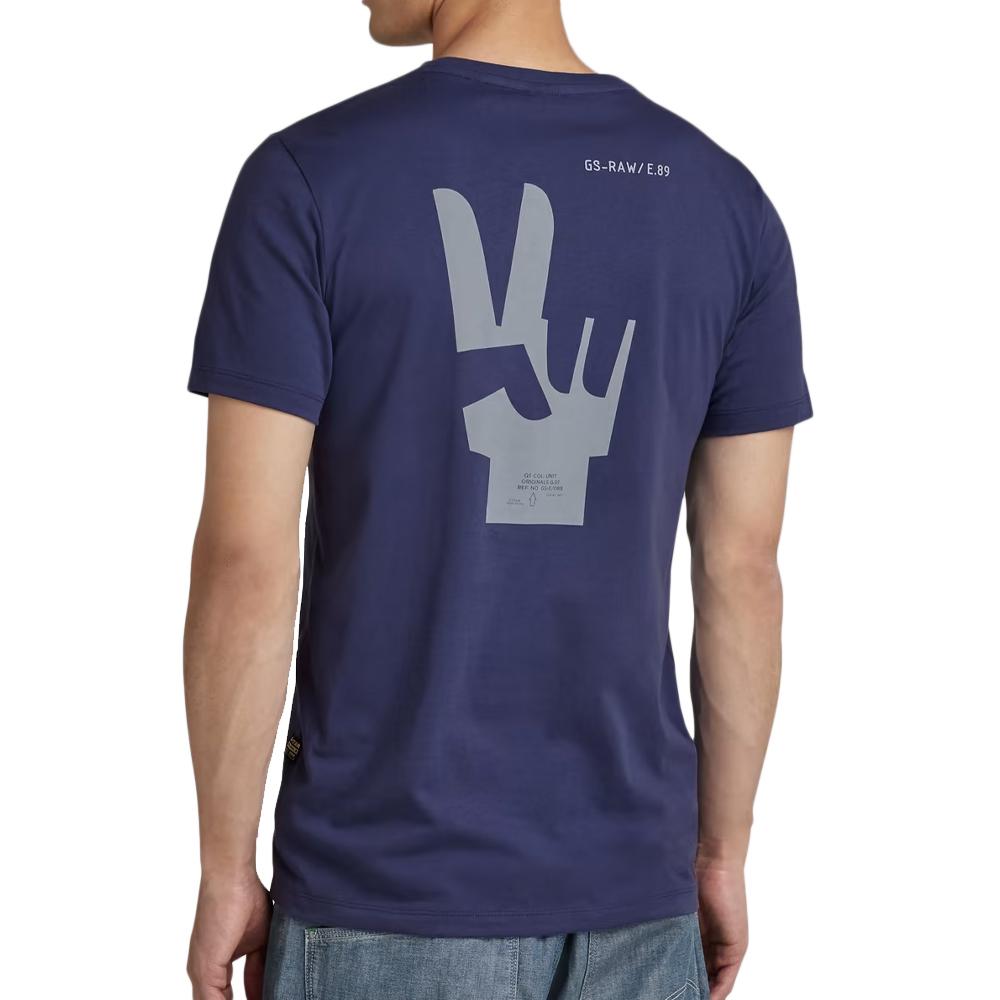 T-Shirt Marine Homme G-Star Raw Hand
