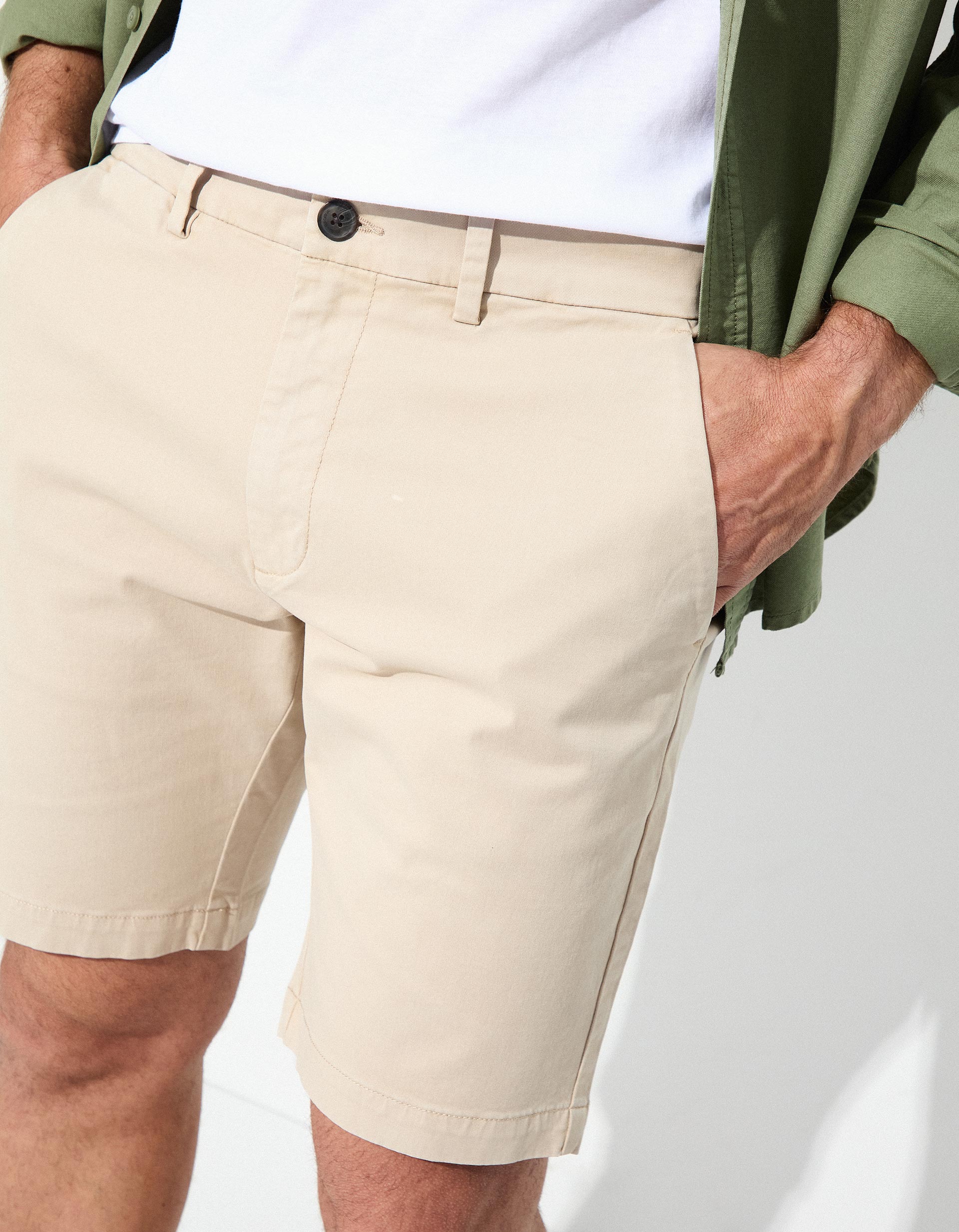 Calções 'Slim fit', Homem, Bege