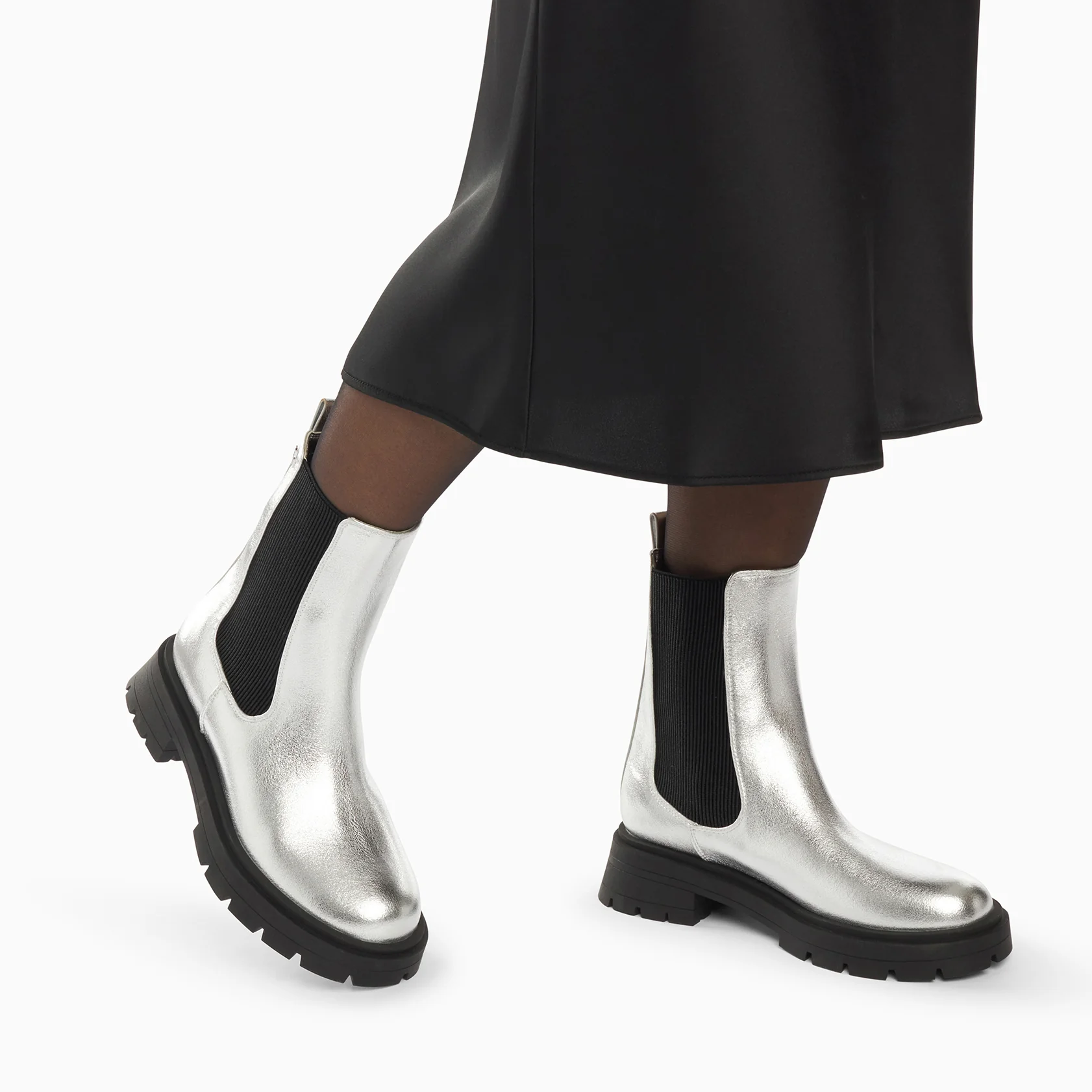 Bottines-Bottines Chelsea Phoebe argent à semelle oversize