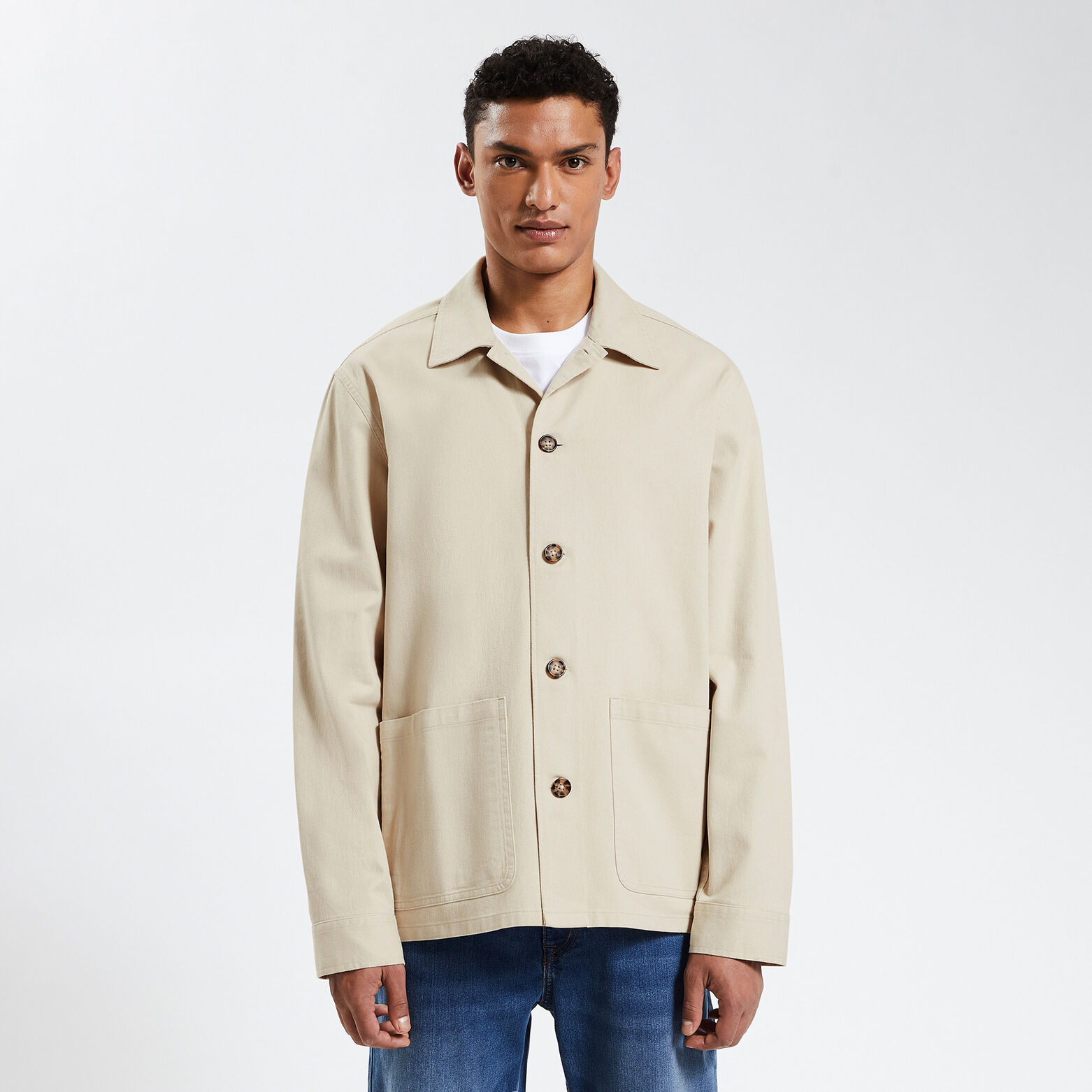Surchemise regular unie coton recyclé twill Blanc