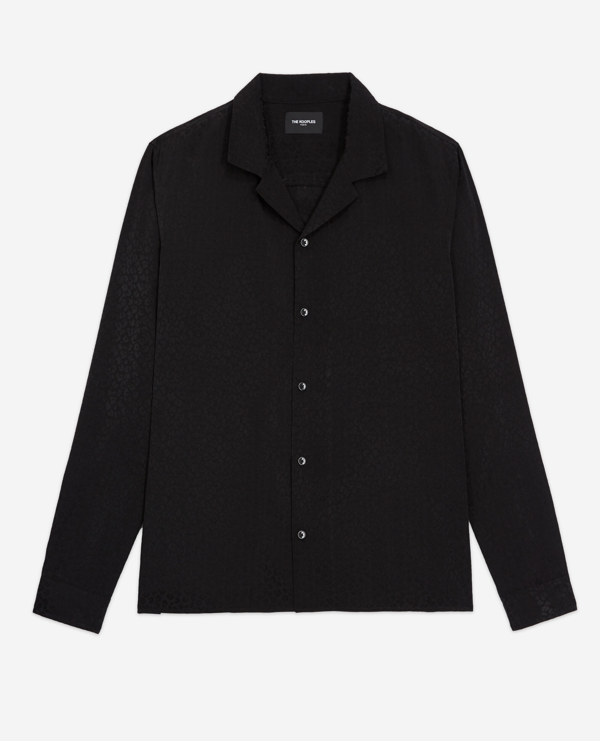 Chemise col hawaïen léopard noire