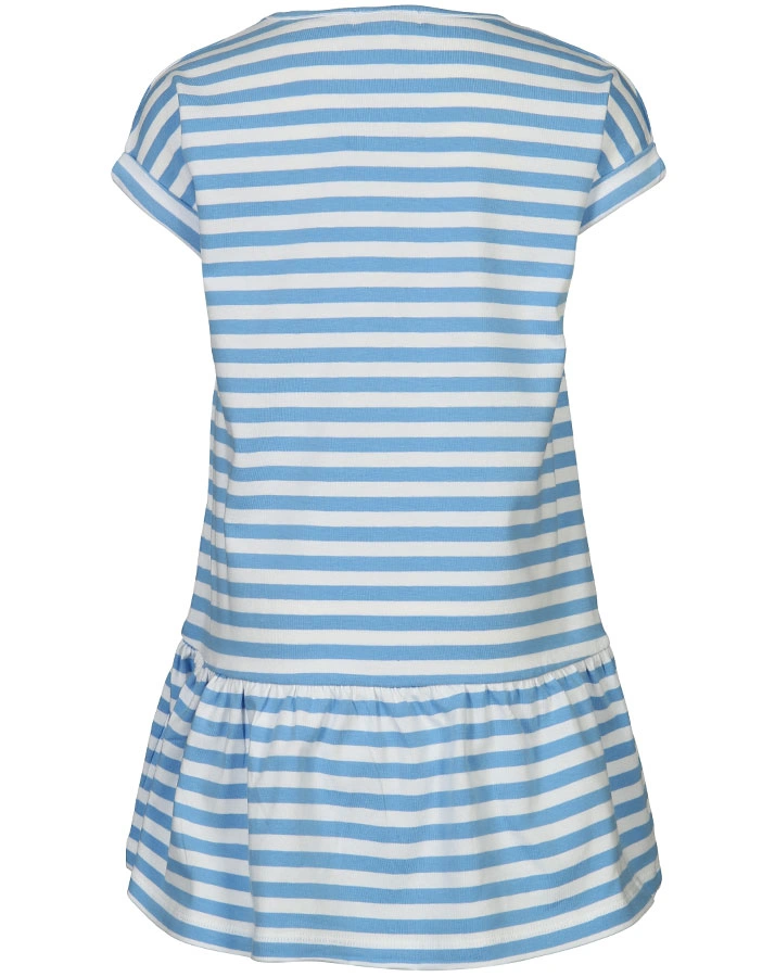Kurzarm-Kleid MILKSHAKE mit Wendepailletten gestreift in blau/weiß