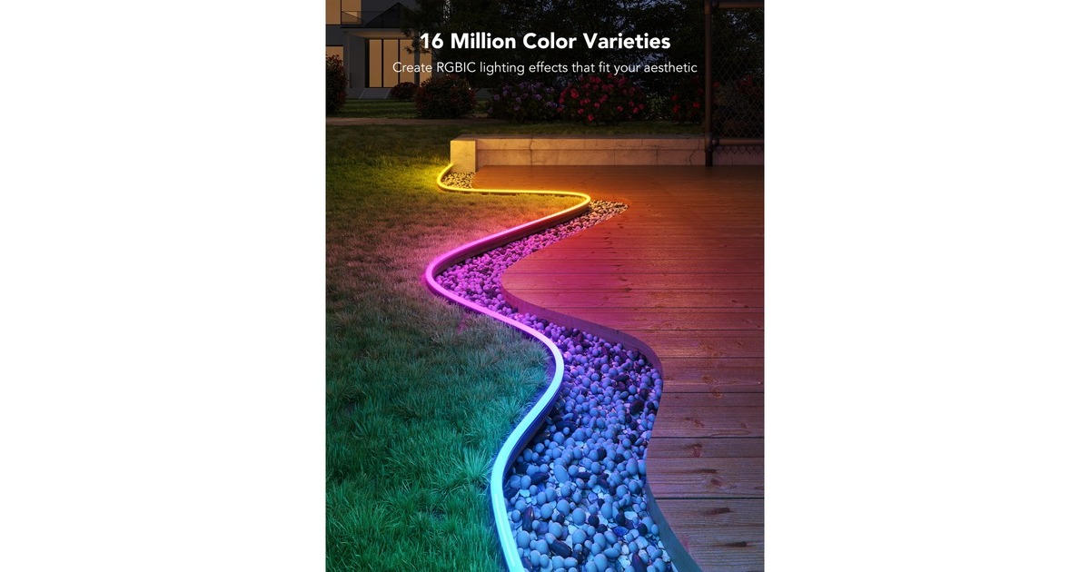 GoveeRGBIC Outdoor Neon Rope Light sfeerverlichting  (10 meter, 2,4GHz wifi + Bluetooth)