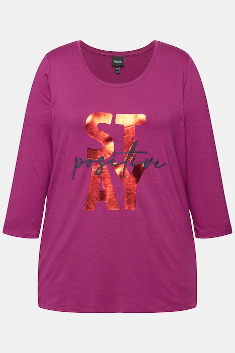Shirt, Stickerei, Schriftmotiv, Rundhals, 3/4-Arm
