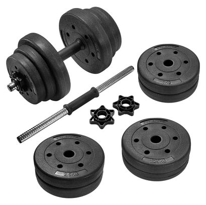 Haltères lot de 2 courts revêtement plastique 2 x 10 kg fitness musculation sport 12_0002036