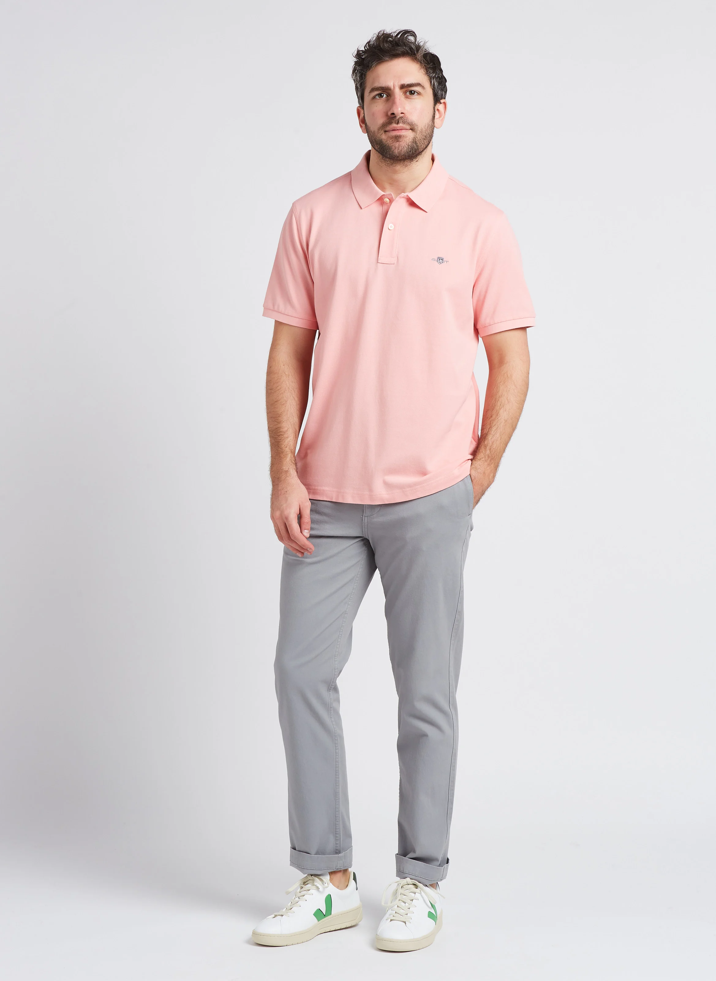 Pantalon slim en coton mélangé | Gris