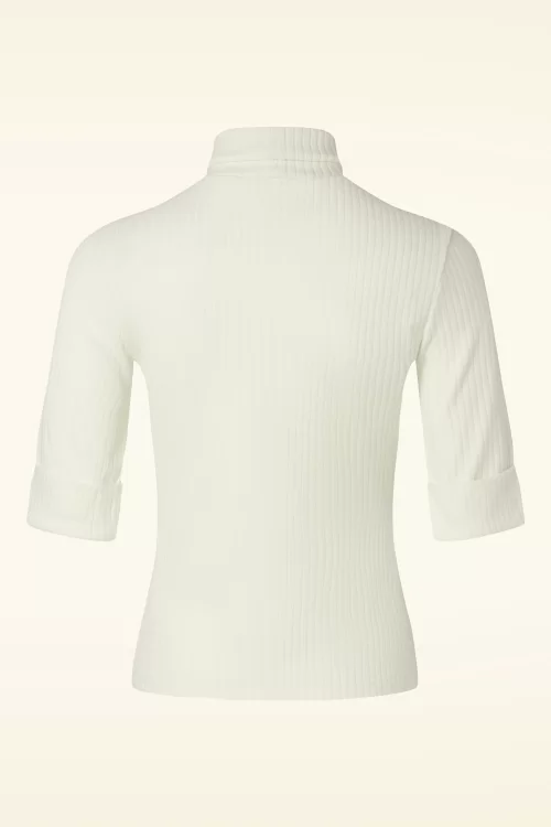 Vixen Roll neck ribbed sweater in crème