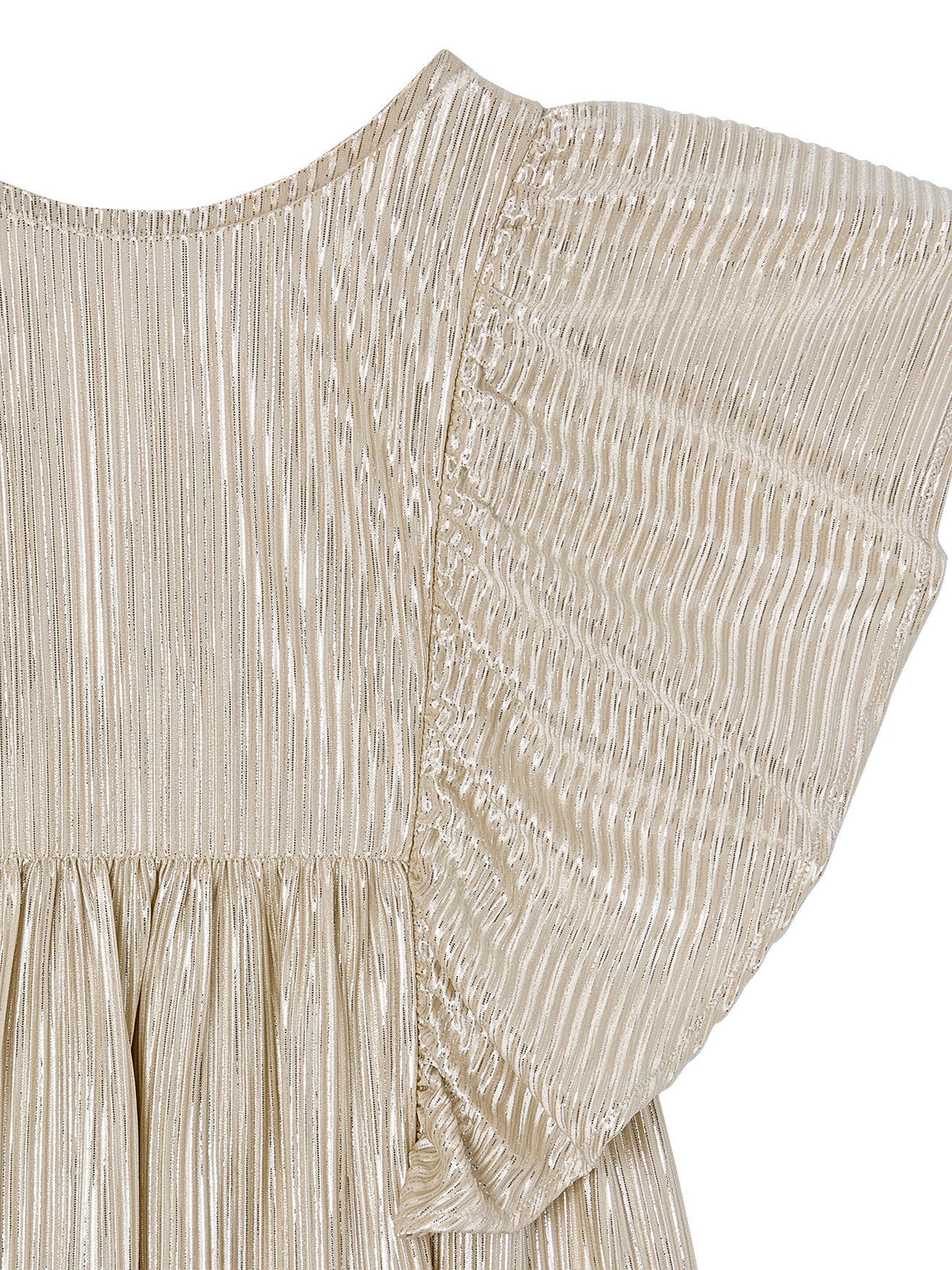 Vertbaudet Mädchen Festkleid mit Schmetterlingsärmeln aus Lamé gold