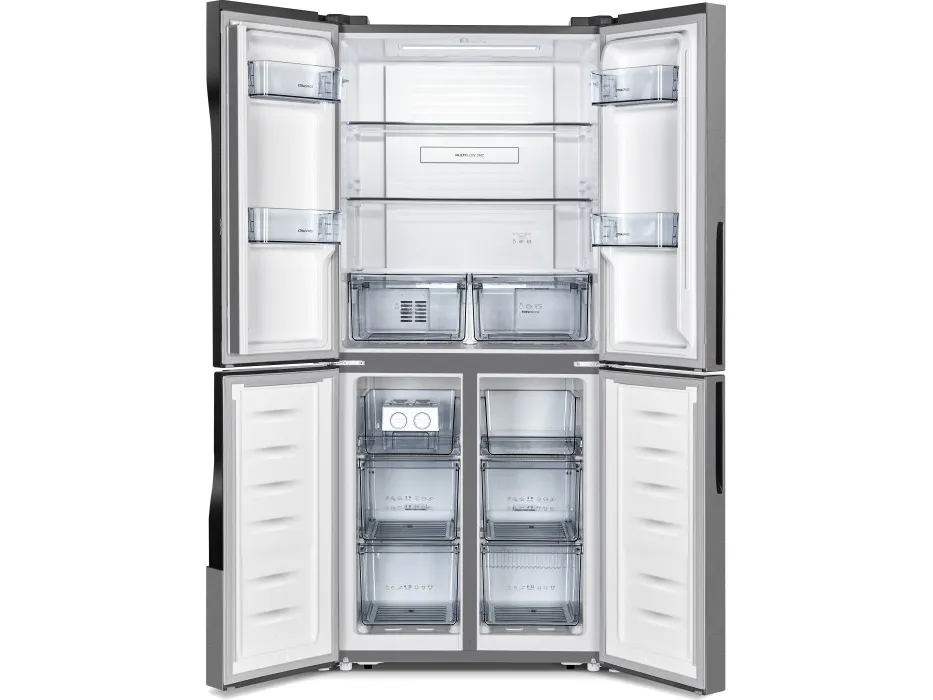 Gorenje NRM8182MX - Køleskab/fryser - side-by-side - bredde: 79.4 cm - dybde: 64.3 cm - højde: 181.6 cm - 427 liter - Klasse E - rustfrit stål