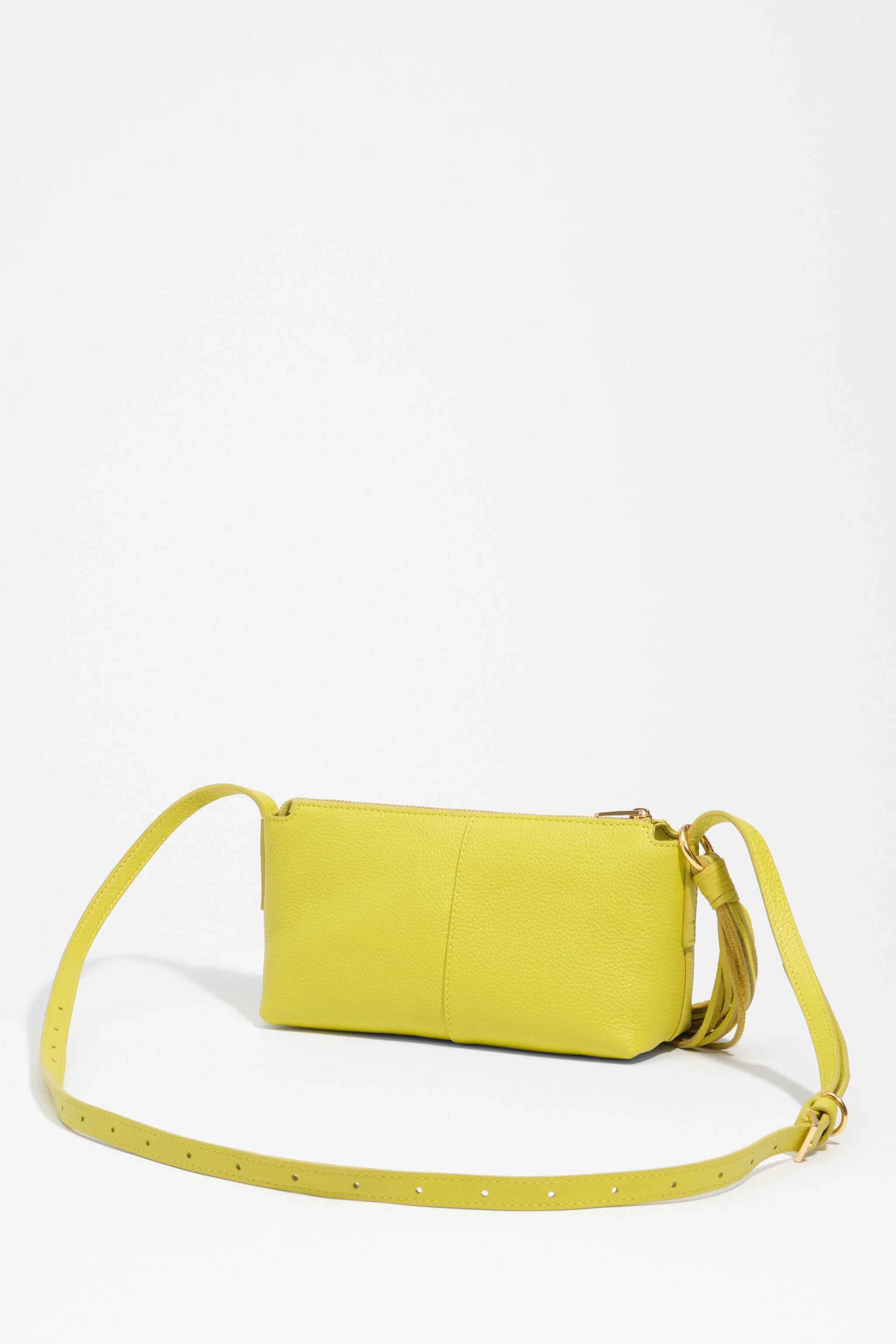 Bolsa transversal mini em couro limão