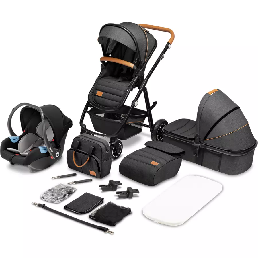 lionelo Kombikinderwagen Amber 3 in 1 Grey Graphite inklusive Wheelblades