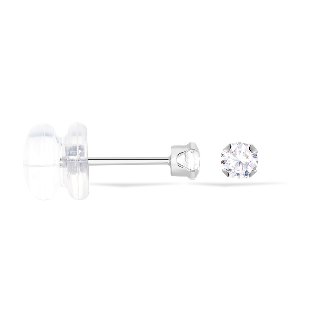 Boucles D'oreilles Puces Eddie Or Blanc Oxyde De Zirconium
