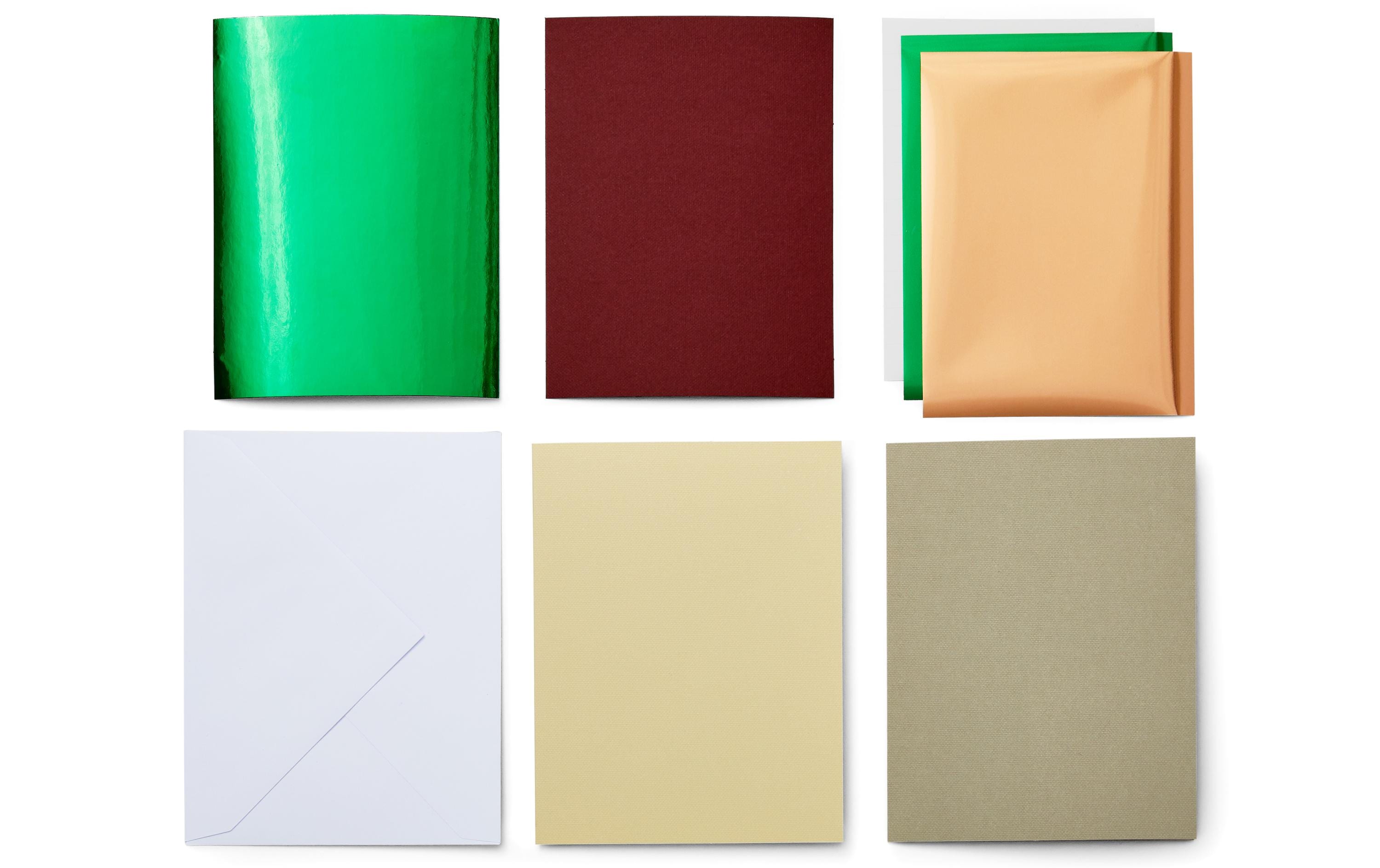 Blankokarte Joy 10.8 x 14 cm Transfer, Creme/Khaki, 8 StückKartenset mit Transferfolien