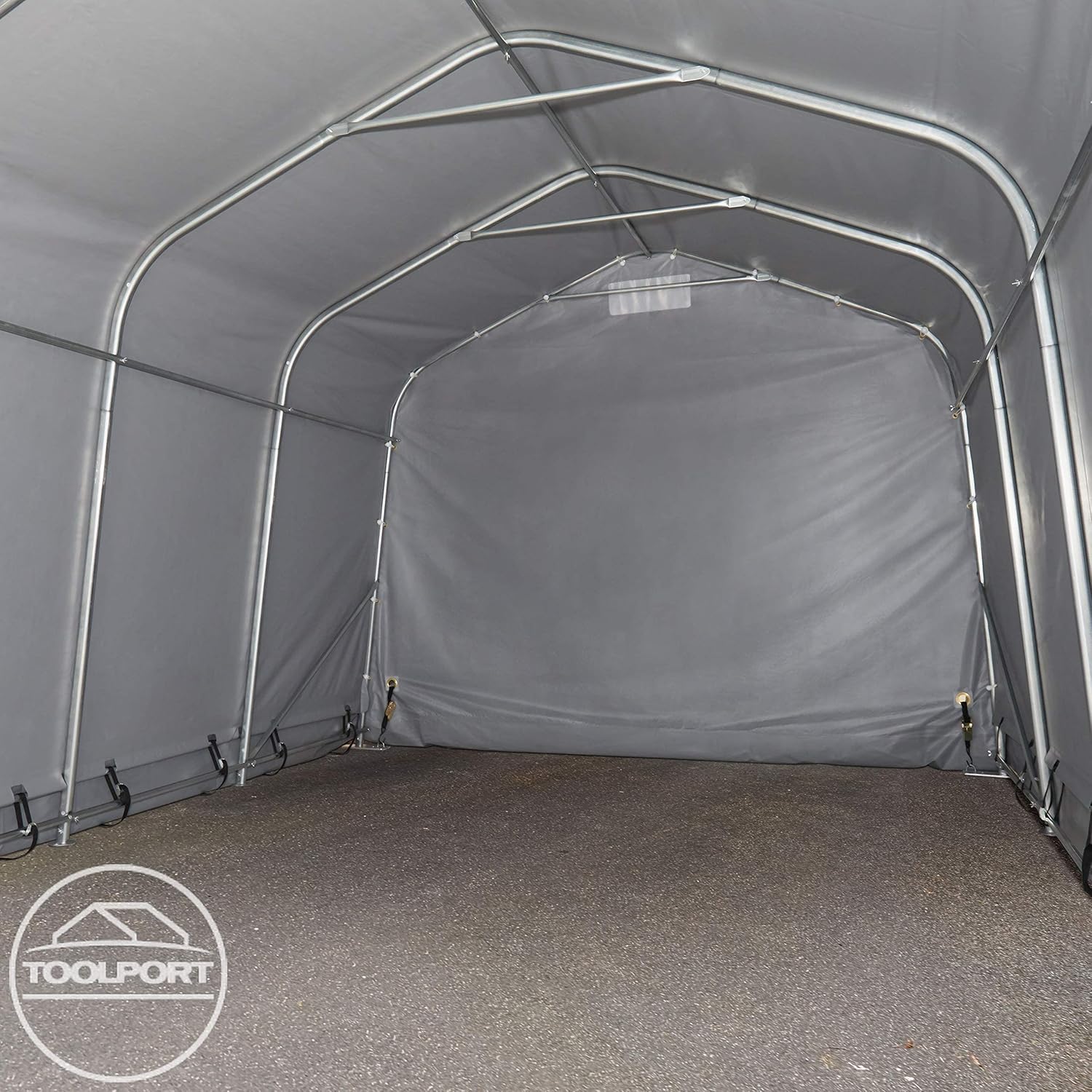 Garagenzelt Carport 3,3 x 4,8 m in grau Unterstand Lagerzelt PVC 800 N Plane und Stabiler Stahlrohrkonstruktion