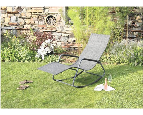 Acamp tuinligstoel 143 x 57 x 81 cm, metaal, antraciet, schommelstoel