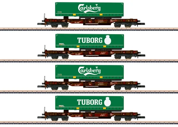 Märklin Deep-Well Flat Car Set, Z (1:220), 15 År, 4 stk