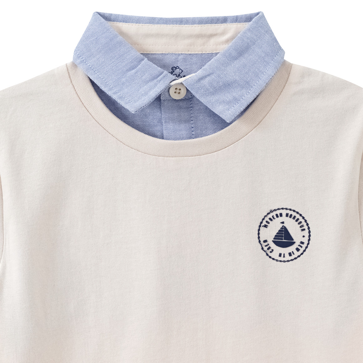 Topolino Jungen T-Shirt mit Polo-Einsatz creme / hellblau