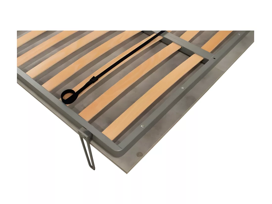 Lit escamotable vertical blanc avec canapé tissu Bounto 160x190 de tissu-Canapé 19