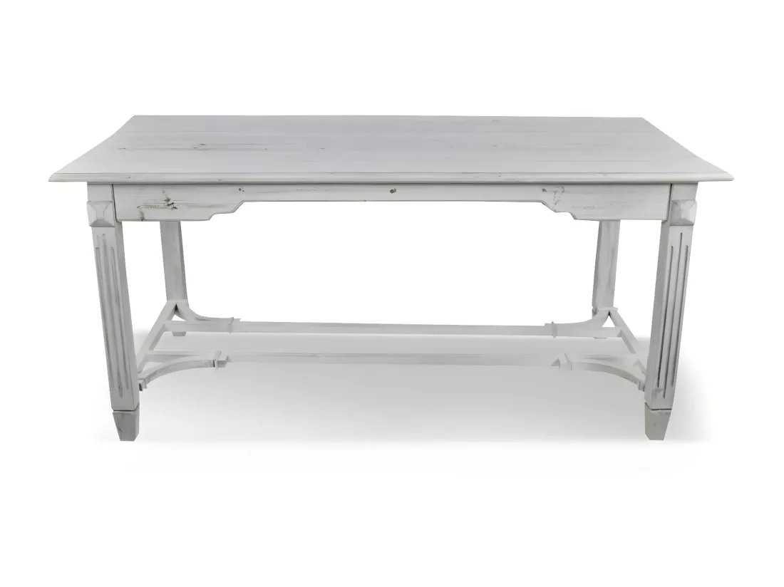 Table à Manger Bois Cerusé Blanc 180x90.5x81.5cm - Décoration d'Autrefois