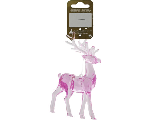 Kerstdecoratie hangend hert acryl roze