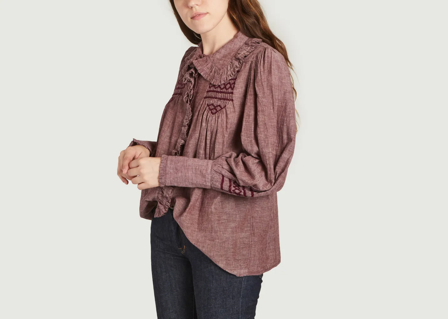 Chemise en coton avec broderies et volants New Champa Laurence Bras