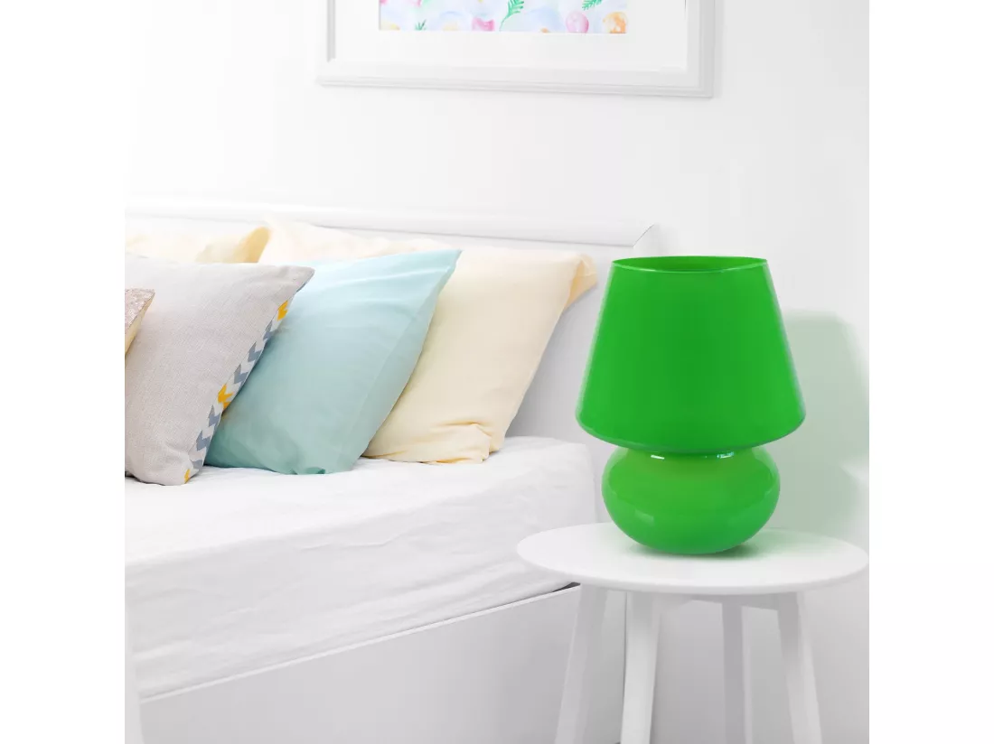 Lampe a poser champignon verre vert 37 cm.
