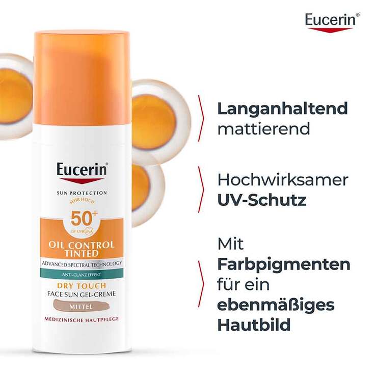 Eucerin Sun Oil Control tinted Creme LSF 50 + mitt., 50 ml