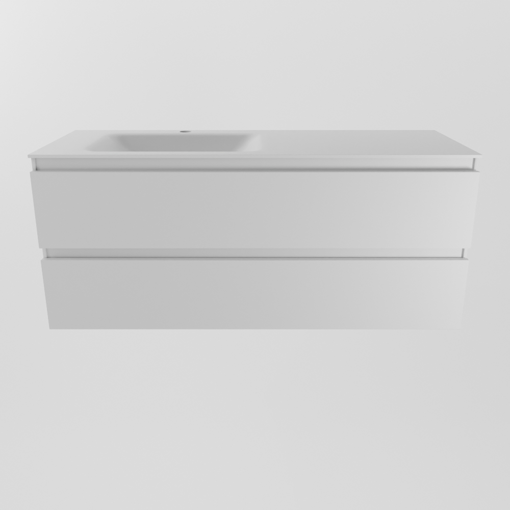 Mondiaz Aivy badmeubel 120cm talc met wastafel solid surface talc links 1 kraangat en spiegelkast