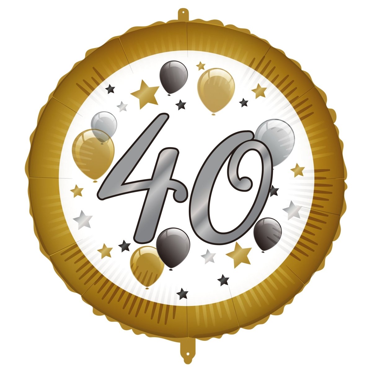 40 Jaar Helium Ballon Wit Goud Leeg 46cm