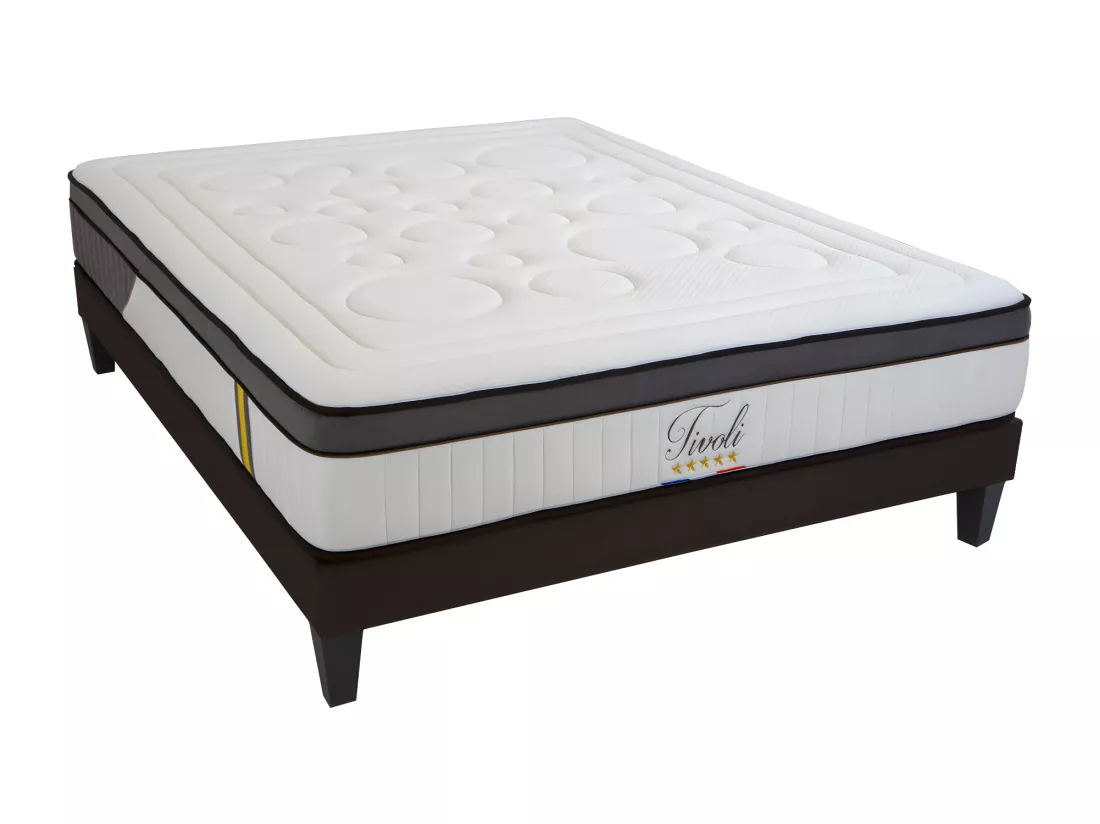 BELLECOUR LITERIE | Ensemble TIVOLI 180x200 cm | Matelas Mémoire de forme + Sommier Bois