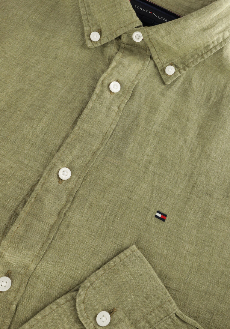 TOMMY HILFIGER olijf tommy hilfiger casual overhemd pigment dyed li solid rf shirt