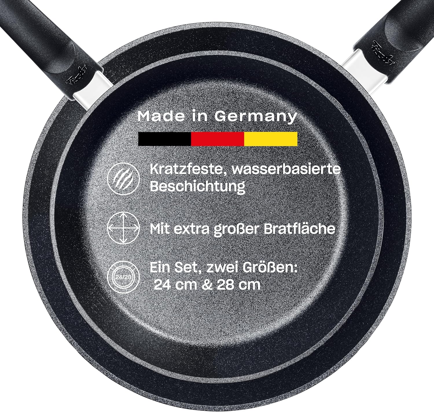 Fissler Adamant Comfort/Pfannen-Set 2-teilig (24 cm + 28 cm) – kratzfeste Aluminium-Bratpfannen mit Antihaft-Beschichtung, Made in Germany - Induktion