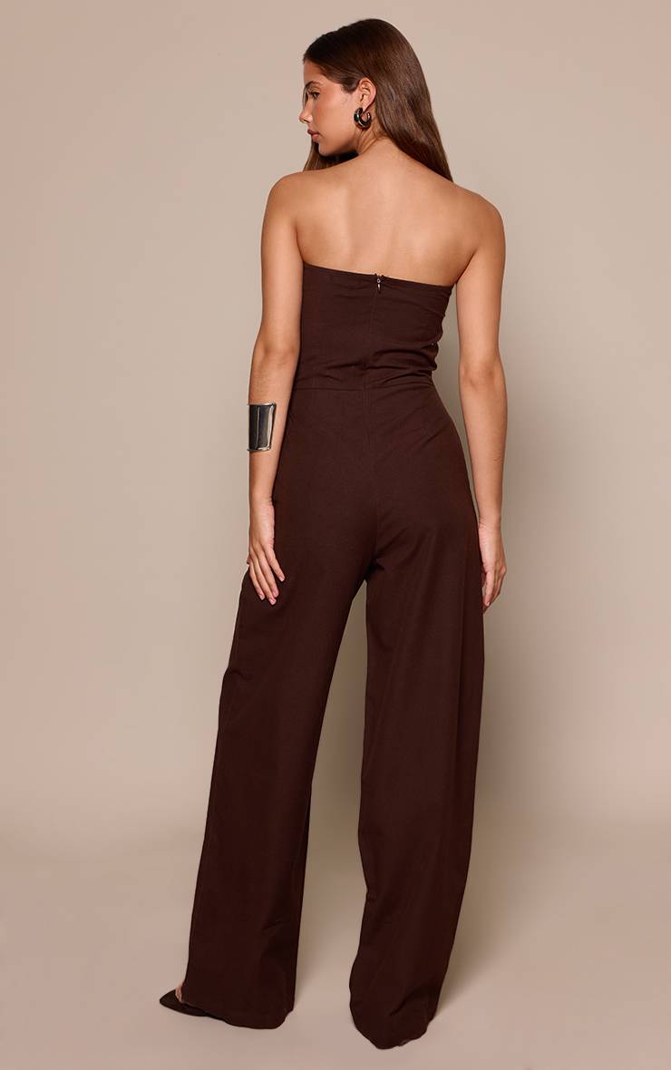 Chocolat Combinaison-pantalon Large À Bandeau Effet Lin