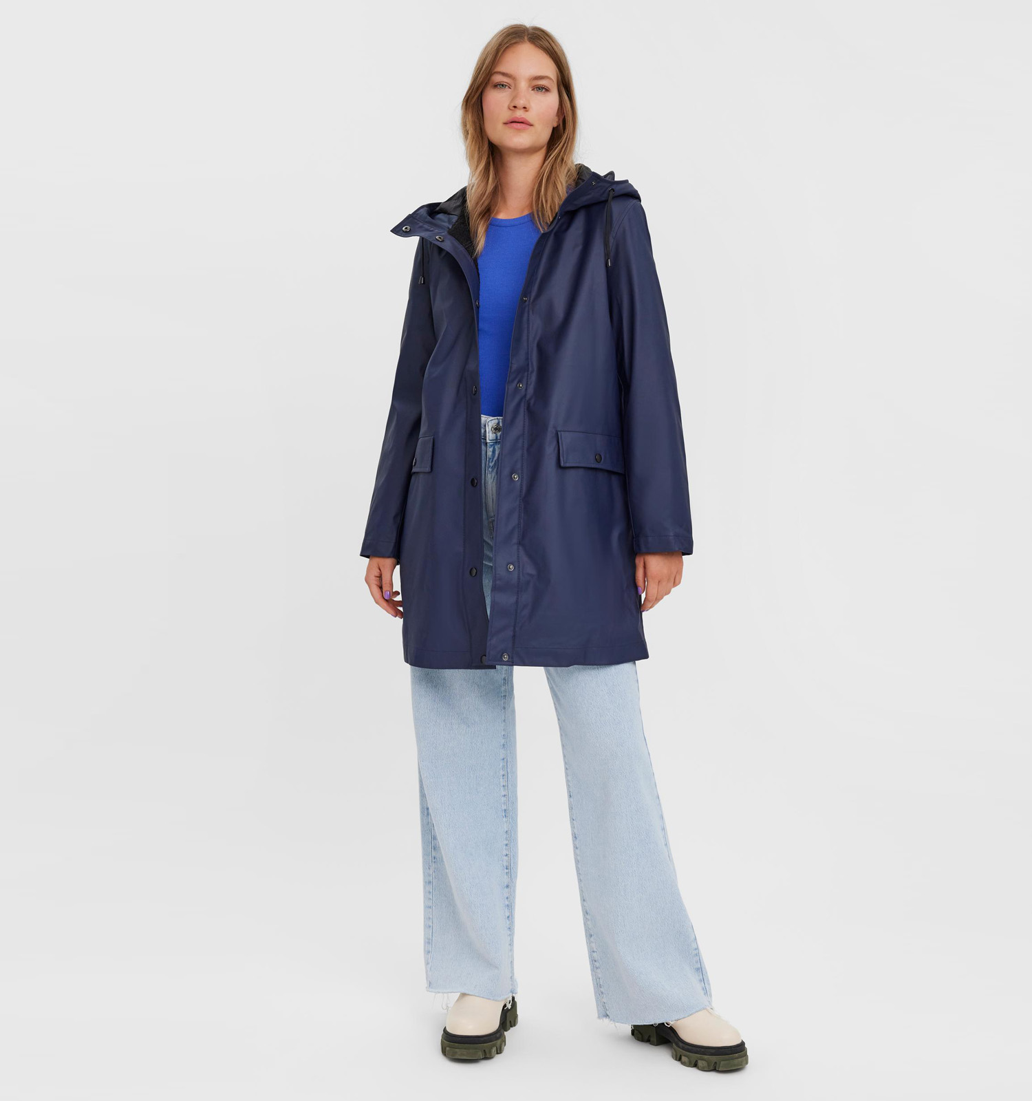 Lange jas blauw