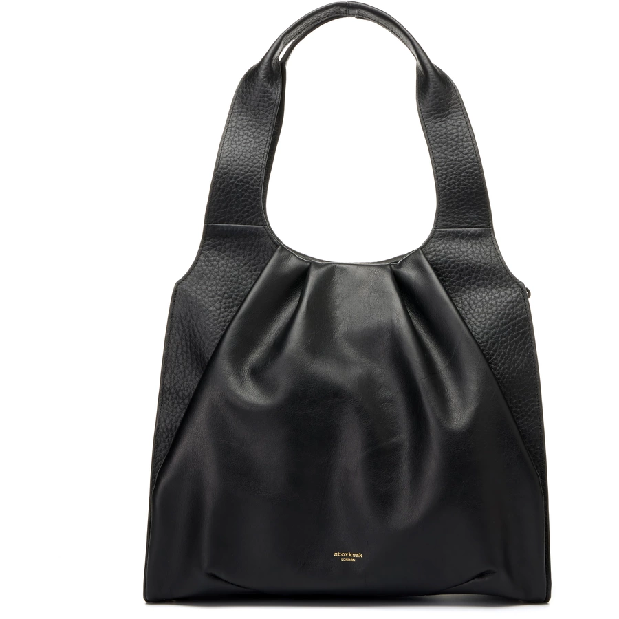 storksak Wickeltasche Kaia Leather Black