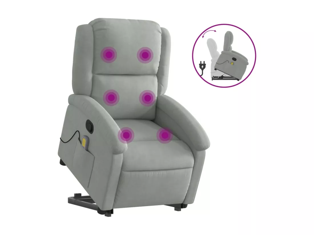 Fauteuil massant inclinable Gris clair Velours