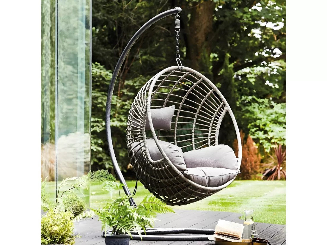 Fauteuil suspendu gris forme ronde SOUTH BEACH