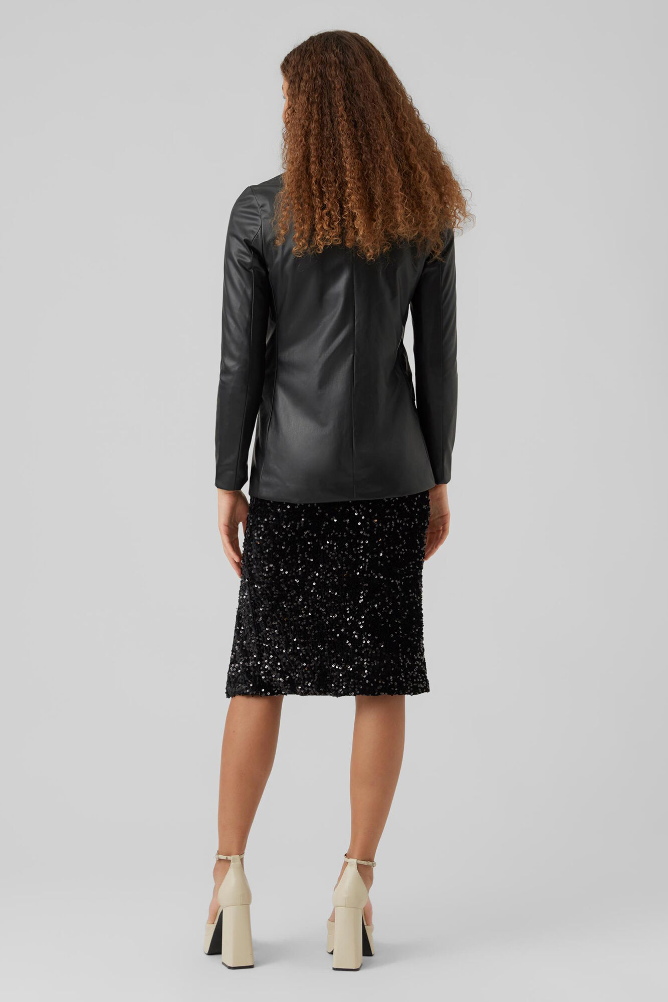 Blazer de couro sintético - Preto