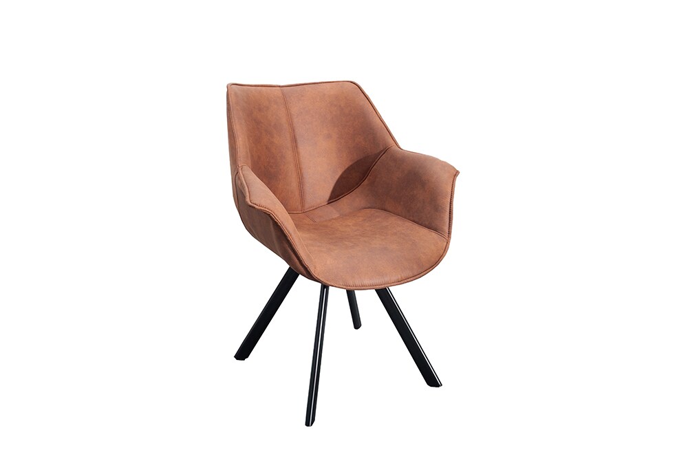 riess-ambiente Stuhl THE DUTCH RETRO - antik braun mit Armlehne Metallbeine Microfaser pflegeleicht