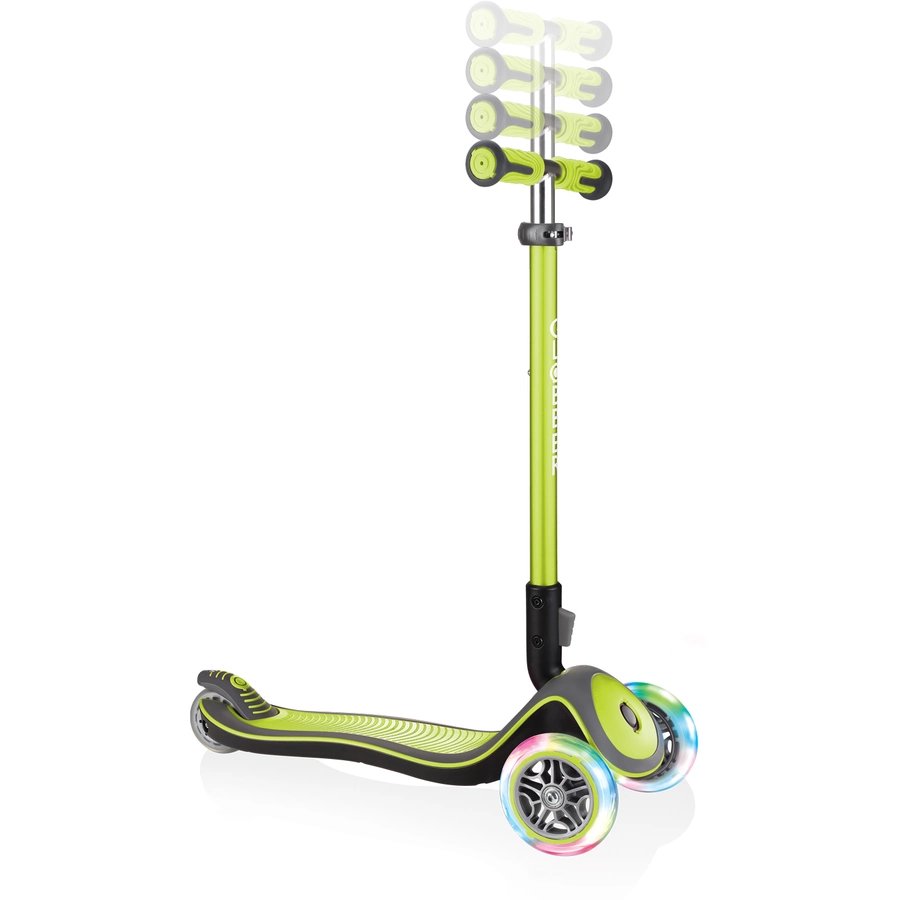 GLOBBER Scooter ELITE DELUXE LIGHTS mit Leuchtrollen, lime grün