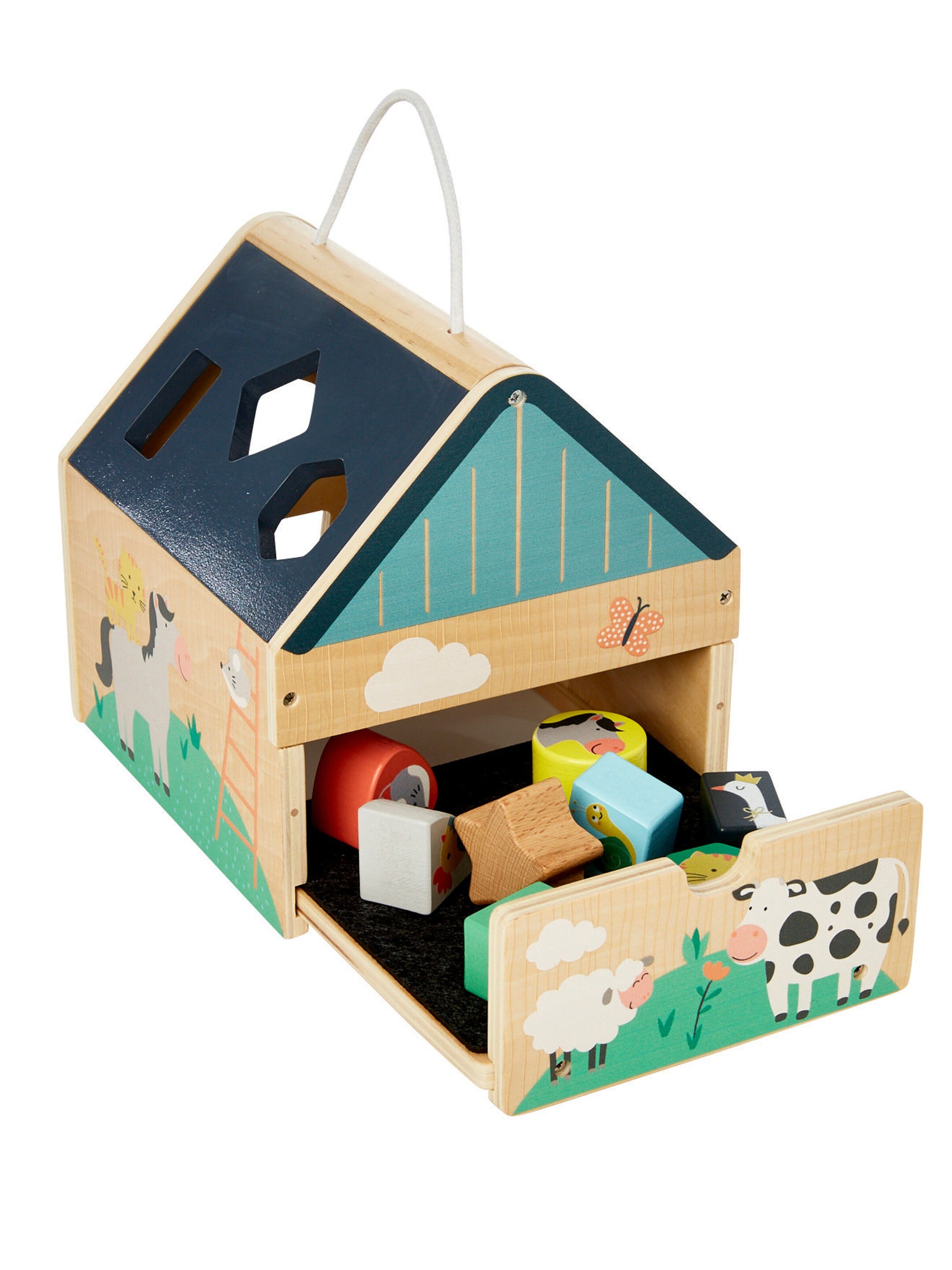 Vertbaudet Baby Steckspiel aus Holz FSC® mehrfarbig/bauernhof