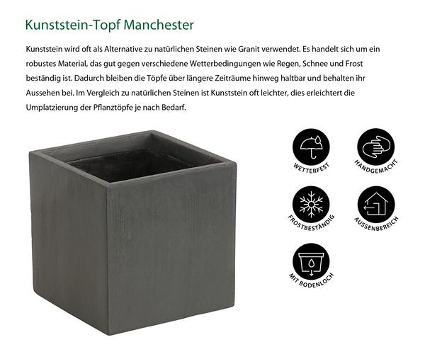 Dehner Kunststein-Topf Manchester, quadratisch