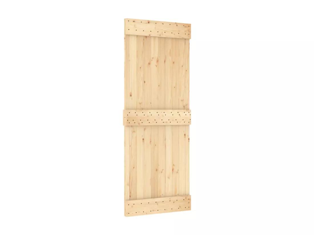 Porte coulissante et kit de quincaillerie 80x210 cm pin massif