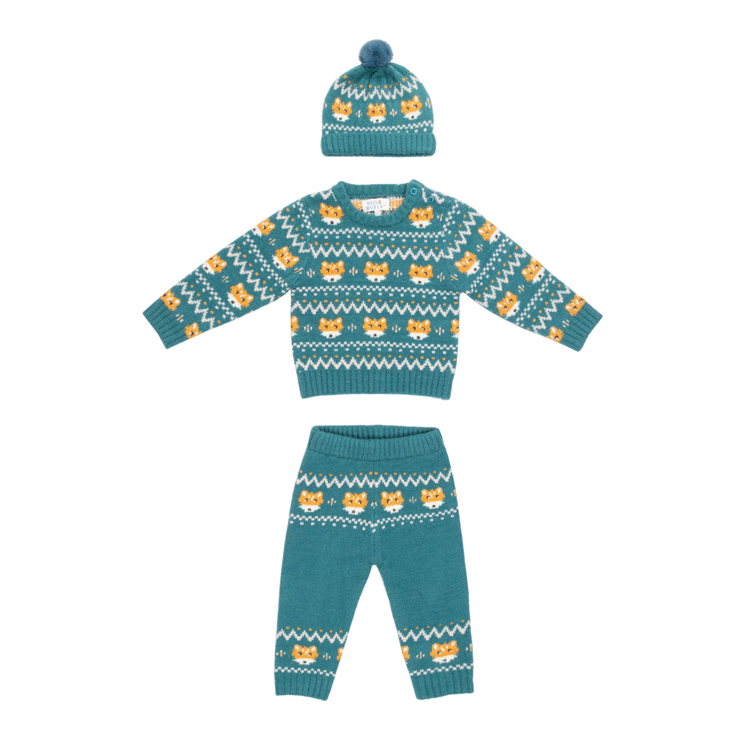 Hello World HelloW Fox Knitted Clothing Set Babies