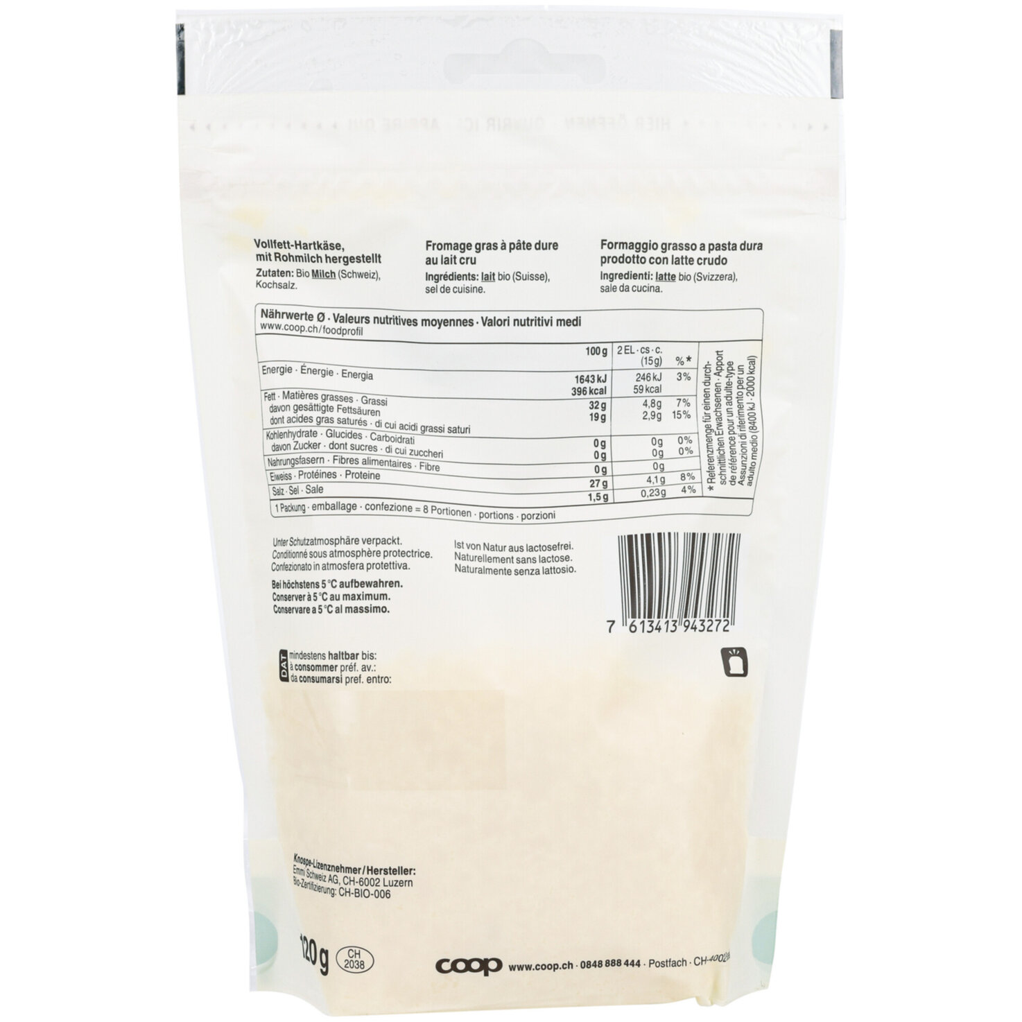 Bio Gruyère AOP gerieben